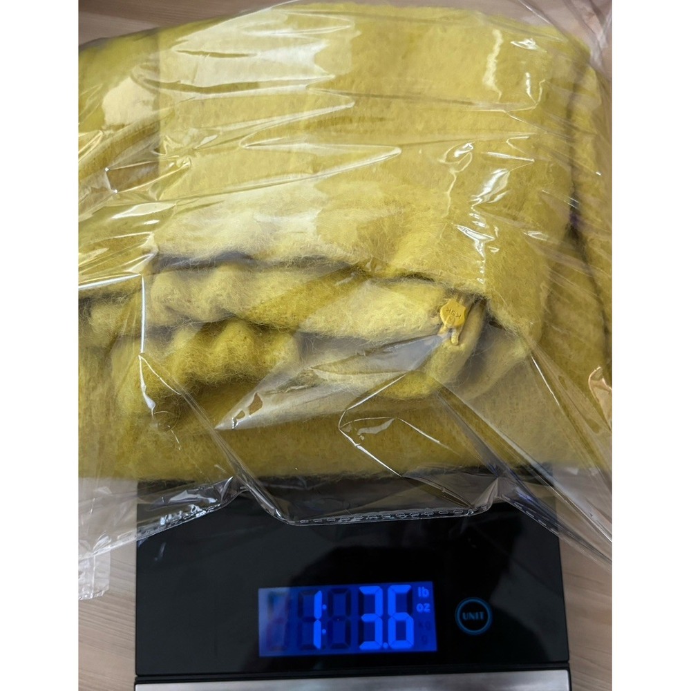 Korean Style Yellow Fuzzy Mohair Skirt Size XS Midi Pencil Skirt Pocket - Picture 9 of 9